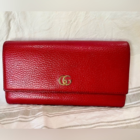 🔥🔥GUCCI MARMONT LONG CONTINENTAL RED LEATHER WALLET 456116🔥🔥 - Picture 1 of 17